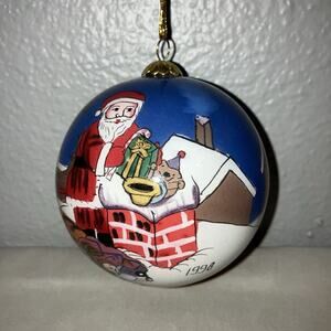 Christmas Ornament Li Bien 1998 Santa Claus Sleigh Reindeer Delivering Presents
